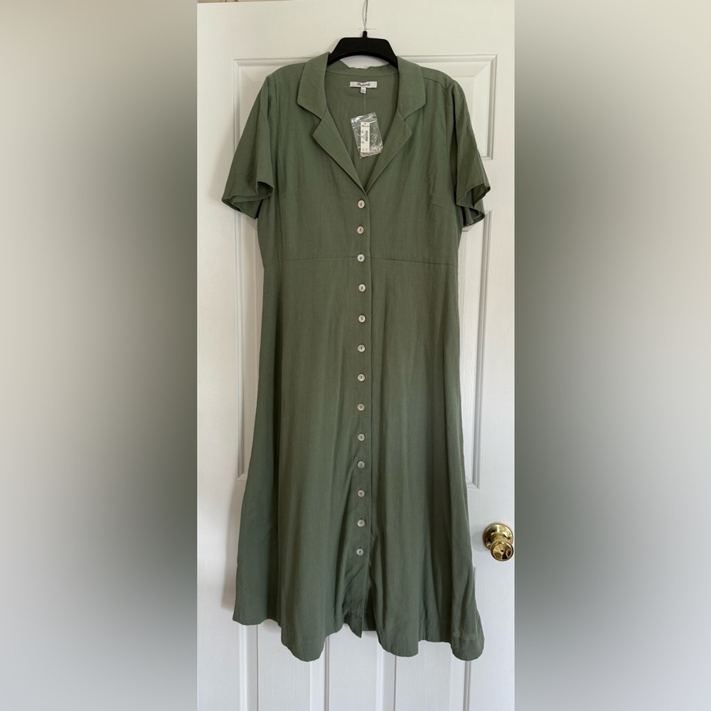 Madewell | Crinkle Cotton Button Front Midi Dress - 12